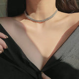DAVINI Crystal Choker Necklace Silver Chain Gothic Chokers Necklaces Jewelry