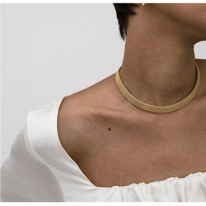 DAVINI Silver Link Chain Choker Necklace Minimalist Statement Jewelry