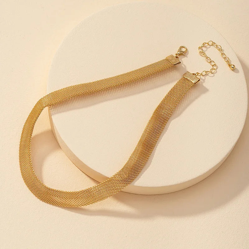 DAVINI Silver Link Chain Choker Necklace Minimalist Statement Jewelry