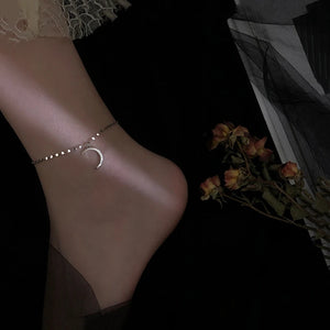 S925 Sterling Silver Moon CZ Anklet - Meniscus Anklet Jewelry
