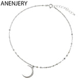 S925 Sterling Silver Moon CZ Anklet - Meniscus Anklet Jewelry