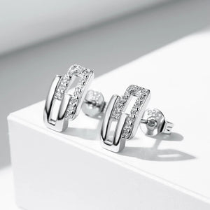 Classic Style 925 Sterling Silver Stud Earrings for Women Female