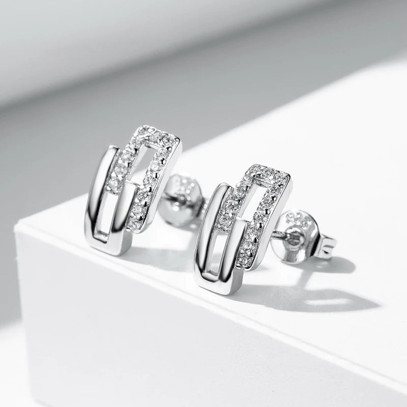 Classic Style 925 Sterling Silver Stud Earrings for Women Female