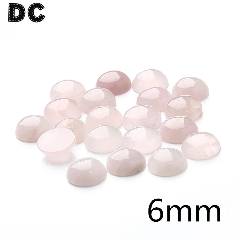 20pcs 6-25mm Pink Crystal Quartz Cabochons Beads DIY Jewelry Findings
