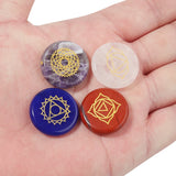 DC 7pcs Natural Stone Chakela Cabochons 25mm Round Spacer DIY Jewelry Making