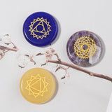 DC 7pcs Natural Stone Chakela Cabochons 25mm Round Spacer DIY Jewelry Making