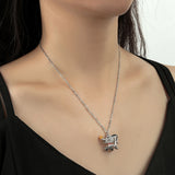 Christmas Jack Necklace Stainless Steel Crystal Pendant Girl Gift
