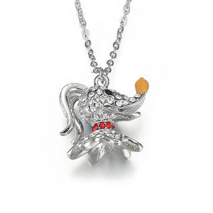Christmas Jack Necklace Stainless Steel Crystal Pendant Girl Gift