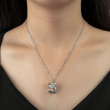 Christmas Jack Necklace Stainless Steel Crystal Pendant Girl Gift
