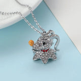 Christmas Jack Necklace Stainless Steel Crystal Pendant Girl Gift