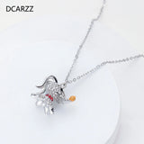 Christmas Jack Necklace Stainless Steel Crystal Pendant Girl Gift