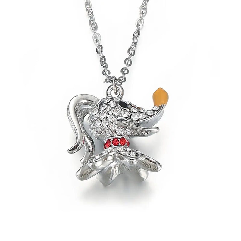 Christmas Jack Necklace Stainless Steel Crystal Pendant Girl Gift
