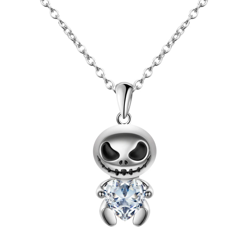 Christmas Skeleton Necklace Stainless Steel Halloween Jack Skull Pendant