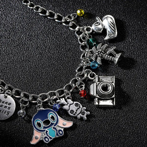 Comic Stitch Bracelet Christmas Jewelry Party Stainless Steel Chain Crystal Enam