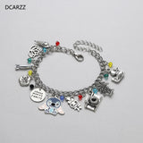 Comic Stitch Bracelet Christmas Jewelry Party Stainless Steel Chain Crystal Enam