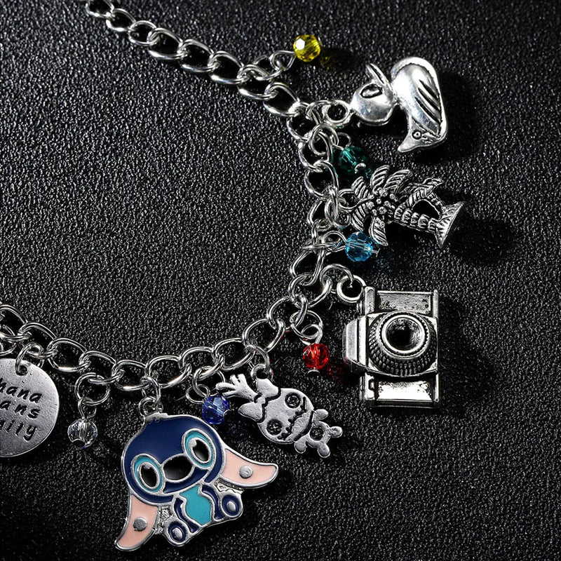 Comic Stitch Bracelet Christmas Jewelry Party Stainless Steel Chain Crystal Enam