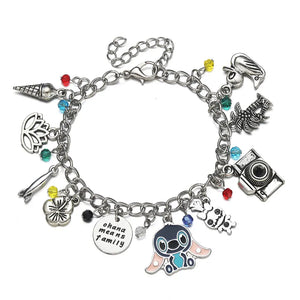 Comic Stitch Bracelet Christmas Jewelry Party Stainless Steel Chain Crystal Enam