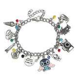 Comic Stitch Bracelet Christmas Jewelry Party Stainless Steel Chain Crystal Enam