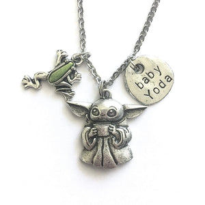 Baby Master Necklace Girl Charm Pendant Silver Plated Star Mandalorian Jewelry