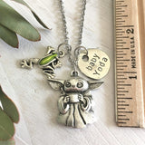Baby Master Necklace Girl Charm Pendant Silver Plated Star Mandalorian Jewelry