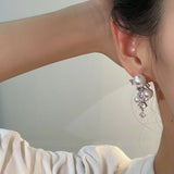 DD Pearl Earrings Women Brass Letter Earrings Diamond Stud Earrings