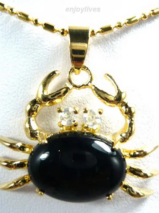 Agate Yellow Plated Crystal Crab Pendant Necklace