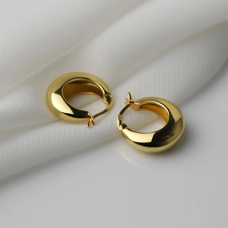 925 Sterling Silver Chunky Hoop Earrings for Women Punk Ear Jewelry