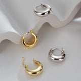 925 Sterling Silver Chunky Hoop Earrings for Women Punk Ear Jewelry