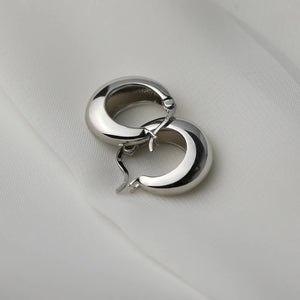 925 Sterling Silver Chunky Hoop Earrings for Women Punk Ear Jewelry