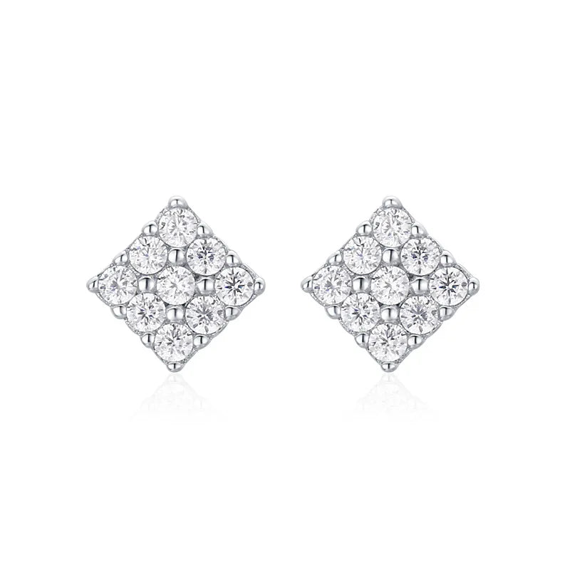 Pink Square Crystal Drop Earrings Cubic Zirconia Bridal Jewelry