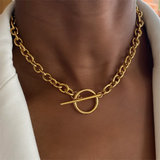 DEAR-LIFE Chunky Chain Necklace Women Toggle Clasp Stainless Steel
