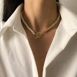 DEAR-LIFE Chunky Chain Necklace Women Toggle Clasp Stainless Steel
