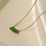 DEAR-LIFE Pink/White/Green Zirconia Pendant Titanium Necklace