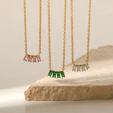 DEAR-LIFE Pink/White/Green Zirconia Pendant Titanium Necklace