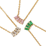 DEAR-LIFE Pink/White/Green Zirconia Pendant Titanium Necklace