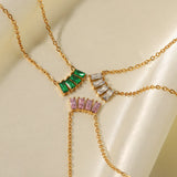 DEAR-LIFE Pink/White/Green Zirconia Pendant Titanium Necklace