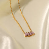 DEAR-LIFE Pink/White/Green Zirconia Pendant Titanium Necklace