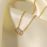 DEAR-LIFE Pink/White/Green Zirconia Pendant Titanium Necklace
