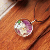 Forest Department Retro Double-sided Pansy Immortal Flower Pendant Necklace