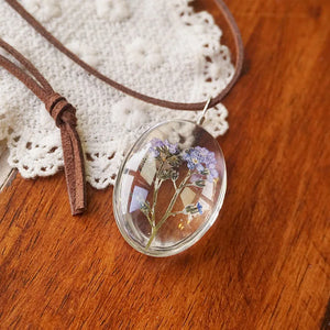 DEAR-LIFE Retro Double-Sided Forget-Me-Not Eternal Flower Necklace Pendant