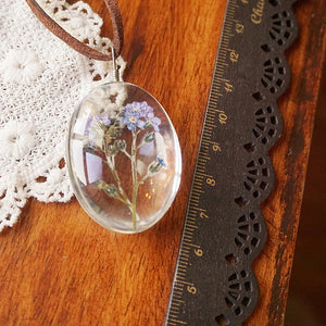 DEAR-LIFE Retro Double-Sided Forget-Me-Not Eternal Flower Necklace Pendant