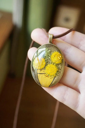 Forest Wind Sunflower Pendant Dried Flower Necklace