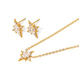 French Delicate Necklace Earrings Titanium Oval Zirconia Pendant