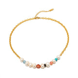 DEAR-LIFE Vintage Glass Coloured Light Stone Pearl Beaded Necklace