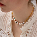 DEAR-LIFE Vintage Glass Coloured Light Stone Pearl Beaded Necklace