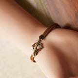 Vintage Clover Bronze Leather Rope Bracelet