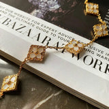 Golden-plated Clover Bracelet Mother-of-Pearl Flower Jewelry
