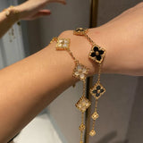 Golden-plated Clover Bracelet Mother-of-Pearl Flower Jewelry