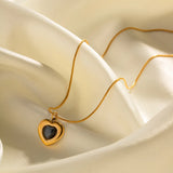 French Love Cat's Eye Pendant Necklace