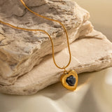 French Love Cat's Eye Pendant Necklace